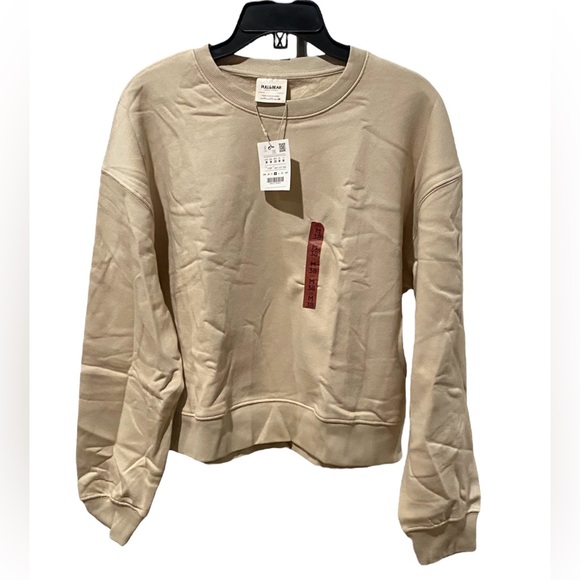 Pull & Bear-Basic Crew Neck Oversized Sweatshirt-Women's Size: Med-Stone-NEW!! - Picture 2 of 16